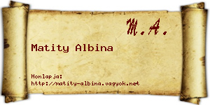 Matity Albina névjegykártya